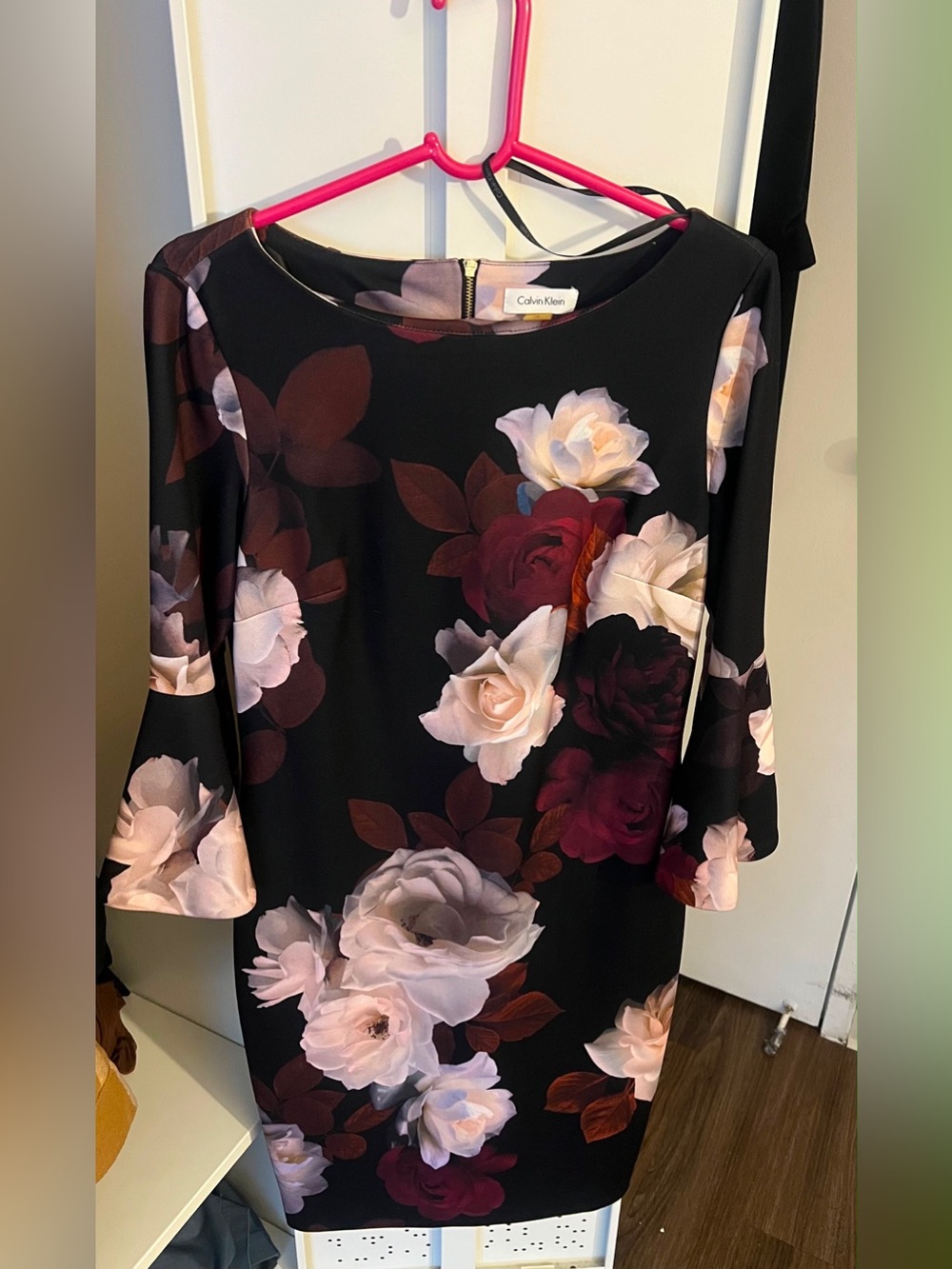 Calvin Klein Black Floral Midi Dress